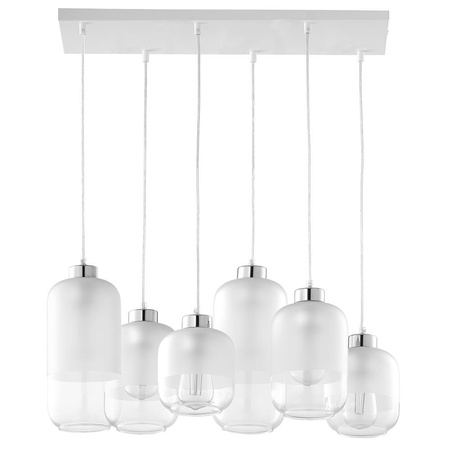 Lampa Sufitowa Wisząca MARCO SILVER Szklana Biało-Srebrna Minimalistyczna 6xE27 3359 TK Lighting