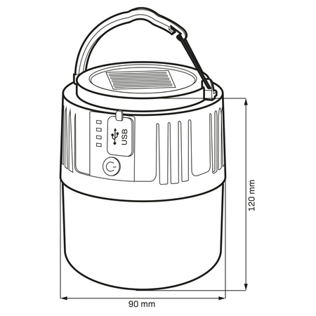 Lampa Solarna LED Kempingowa 3W 400lm 7000K Zimna Biała Pomarańczowy IPX4 z Czujnikiem Zmierzchu Sanico Goldlux