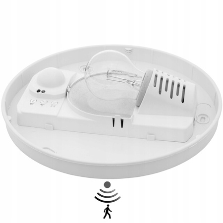 Plafon LED Lampa Sufitowa Natynkowa Pires E27 60W IP44 28cm Czujnik Ruchu Biała KANLUX