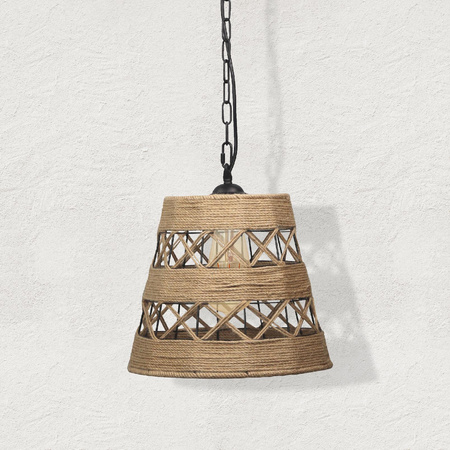 Lampa wisząca sufitowa ALMA Rope IL MIO w stylu boho stal + sznur 1x E27 GOLDLUX (Polux)