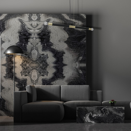 Lampa wisząca BASTONE 2xE14 Prosta Forma Minimalistyczna Czarna Złota MLP6563 Milagro Metal