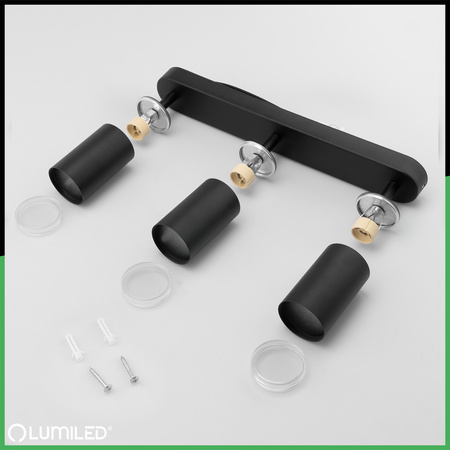 Lampa Sufitowa Reflektor LED Spot 3x GU10 IP44 ADERO Czarna Lumiled