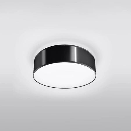 Lampa Sufitowa Plafon 2x E27 Okrągła Czarna Minimalistyczna Arena Sollux