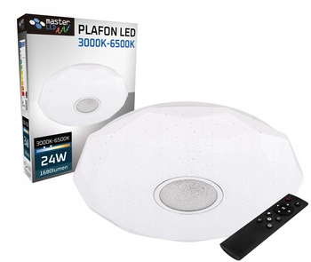 Plafon LED sufitowy łazienkowy 24W 3000-6500K Biały Okrągły Diament 39cm + Pilot