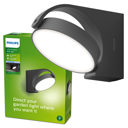 Kinkiet Ogrodowy Lampa Elewacyjna Zewnętrzna LED 7W 680lm 4000K IP44 Antracyt Mimosa Philips