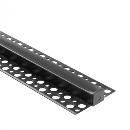 Profil Aluminiowy LED do Płyt GK Gipsowych REGIPS Podpłytkowy do Glazury Czarny 2m z Kloszem Czarny do Taśm LED + Zaślepki seria GN Ecolight