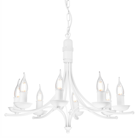 Lampa Wisząca Sufitowa LUCY 8xE14 Żyrandol Biała Klasyczna LM-8.153 Lamkur