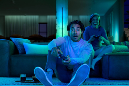 Lampka Biurkowa LED Stołowa Nocna Gradient 11.8W 1040lm IP20 White and Color Ambiance RGB + TW Biała 55cm Inteligentna SMART Zigbee Bluetooth Signe Philips HUE