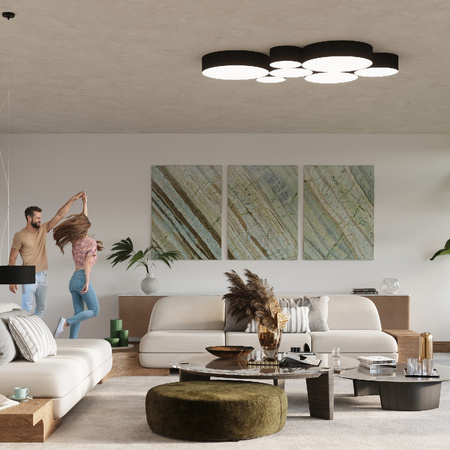 Lampa Sufitowa Plafon 3x E27 Okrągła Czarna Minimalistyczna Arena Sollux