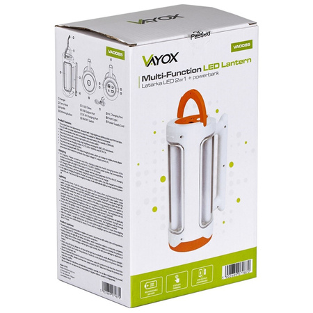 Latarka Akumulatorowa Ręczna 2w1 Światłem Bocznym + Powerbank VA0085 VAYOX