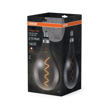 Żarówka LED Dekoracyjna A160 E27 4W = 15W 140lm 1800K Ciepła 330° Dymiona Vintage 1906 Osram