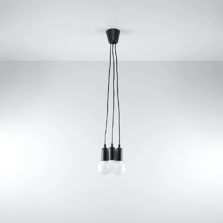 Lampa Sufitowa Wisząca Zwis 3x E27 Nieregularna Czarna Nowoczesna Diego Sollux