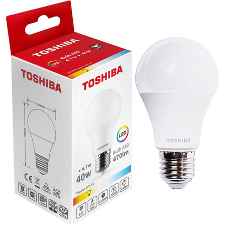 Żarówka LED E27 A60 4.7W = 40W 470lm 4000K Neutralna TOSHIBA