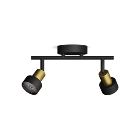 Lampa Sufitowa Reflektor 2x GU10 Czarna-Miedziana Conduit Philips