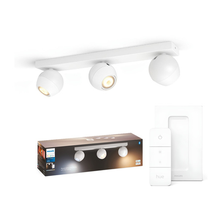 Lampa sufitowa Reflektor LED Spot Buckram Biały 3x 5W CCT PHILIPS HUE Bluetooth + Przełącznik Dimmer Switch