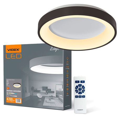 Plafon LED Lampa Sufitowa Natynkowa 72W 7500lm 2700-6000K CCT Czarna Ściemnialna + Pilot EDGE Videx