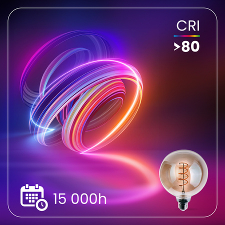 Żarówka LED E27 Kula G125 6W = 50W 660LM 2200K Ciepła 360° Dymiona Filament LUMILED