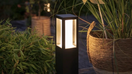 Lampa Ogrodowa Zewnętrzna LED SŁUPEK 40cm 15.8W 1180lm IP44 White and Color Ambiance RGB + TW Czarna Inteligentna SMART Zigbee Bluetooth Impress LowVolt Philips HUE