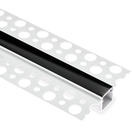 Profil Aluminiowy Podtynkowy Architektoniczny do LED Wpuszczany do Płyt KARTON / GIPS 1m + Czarny Klosz