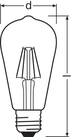 Żarówka LED ST64 E27 5.8W = 60W 806lm 2700K Ciepła Biała FILAMENT ŚCIEMNIALNA LEDVANCE