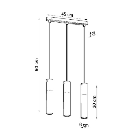 Lampa Sufitowa Wisząca Zwis 3x GU10 Tubularna Biała Szara Nowoczesna Borigio Sollux