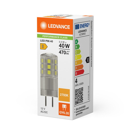 Żarówka LED Kapsułka GY6.35 3.3W = 40W 470lm 2700K Ciepła 320° 12V Ledvance