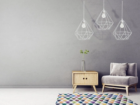 Lampa wisząca BASKET 3xE27 Geometryczny Kształt Loft Biała Koszyk Diament MLP7213 Metal