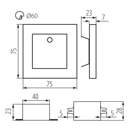Oprawa schodowa LED APUS 0.8W 13lm 3000K Ciepła Czujnik ruchu KANLUX