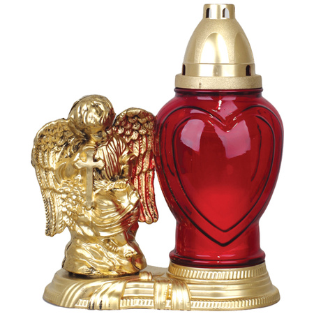 4x Znicz Szklany na Wkład Anioł 28h Całoroczny 23,5cm