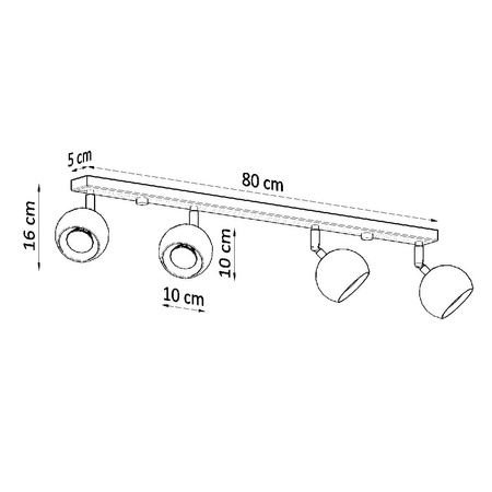 Lampa Sufitowa Oprawa Natynkowa Reflektor 4x GU10 Ruchoma Minimalistyczna Kulista Biała Nowoczesna Oculare Sollux