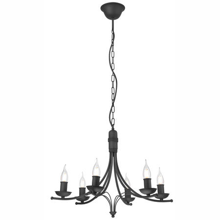 Lampa Wisząca Sufitowa LUCY 6xE14 Żyrandol Czarna Klasyczna LM-6.153 Lamkur