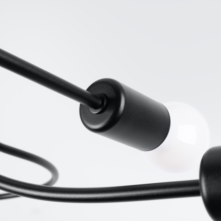 Lampa Sufitowa Oprawa Natynkowa Wisząca Zwis 4x E27 Żyrandol Nieregularna Czarna Industrialna Levar Sollux