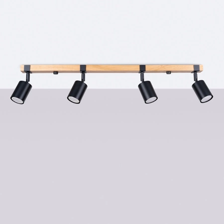 Lampa Sufitowa Oprawa Natynkowa SPOT TUBA Reflektor 4x GU10 Tubularna Czarna Brązowa Skandynawska Fager Sollux
