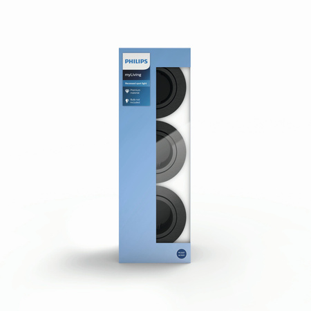 3x Oprawa Podtynkowa Wpuszczana GU10 Szara Donegal Philips