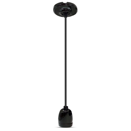 Lampa Wisząca Oprawa E27 Porcelanowy klosz czarny z kablem VT-7998 V-TAC