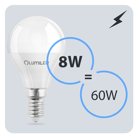 Żarówka LED E14 Kulka P45 8W = 60W 806lm 4000K Neutralna 180° LUMILED