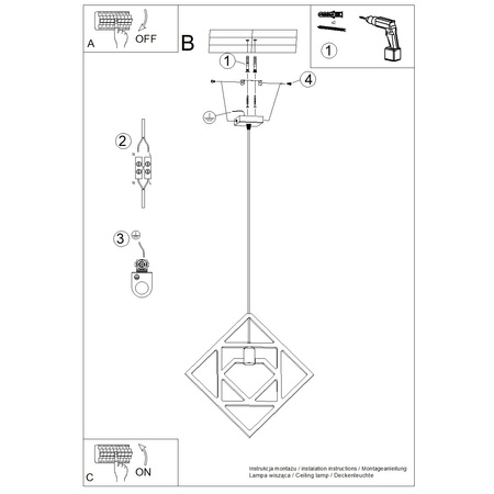 Lampa Wisząca Sufitowa E27 Naturalne Drewno CARO Peach Puff SL.1757 Sollux
