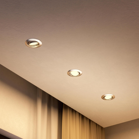 Oprawa Podtynkowa Wpuszczana LED GU10 Ruchoma Aluminiowa Okrągła Nikiel Peridot Philips