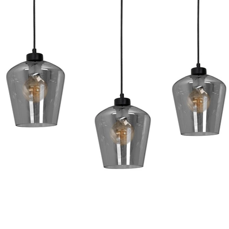 Lampa wisząca SANTIAGO 3xE27 Klosz Przydymione Szkło MLP6609 Metal + Szkło
