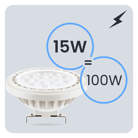 Żarówka LED G53 Reflektor AR111 15W = 100W 1521lm 4000K Neutralna 38° 12V LUMILED