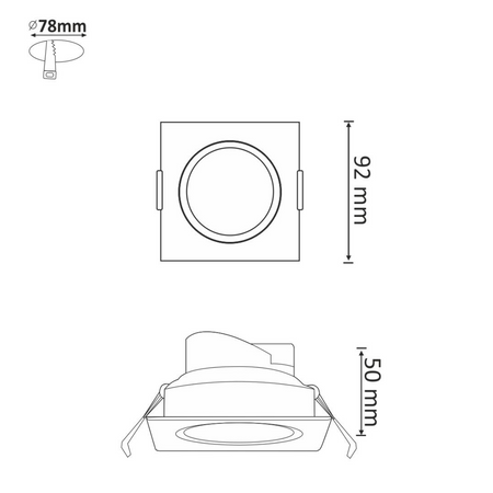 Oprawa podtynkowa kwadratowa VENUS LED srebrna 7W 570lm ciepła 3000K GOLDLUX (Polux)