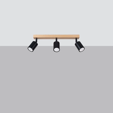 Lampa Sufitowa Oprawa Natynkowa SPOT TUBA Reflektor 3x GU10 Punktowa Ruchoma Tubularna Czarna Brązowa Nowoczesna Verdo Sollux