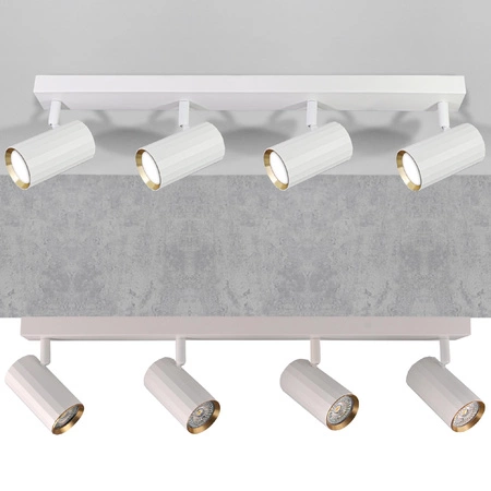 Oprawa Ścienno-Sufitowa Reflektor Punktowy 4x GU10 Biała Złota NICEA Sanico Goldlux