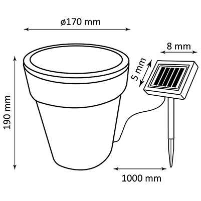 Lampa Ogrodowa LED Solarna Biała Doniczka Na Kwiaty Ozdobna 4000K Neutralna