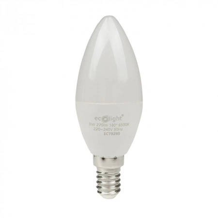Żarówka LED Świeczka B37 E14 3W 270lm 6500K Zimna Ecolight