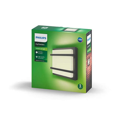 Kinkiet Ogrodowy Lampa Elewacyjna Zewnętrzna LED 12W 1200lm 4000K IP44 Antracyt Petronia Philips