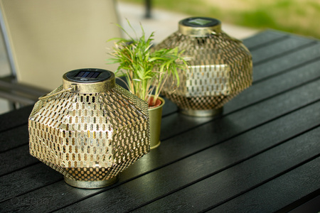 Lampa LED solarna Lampion ogrodowa filament LATARENKA wisząca metalowa miedziana