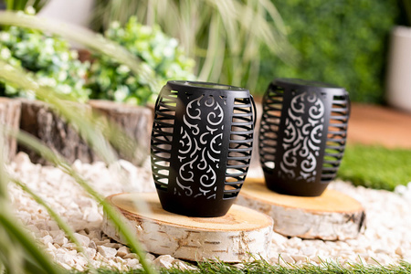 Lampa Solarna Ogrodowa LED Wisząca LATARENKA Płomień IP44 1700K Czujnik Zmierzchu