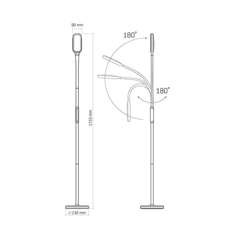 Lampa Podłogowa LED 12W 1280lm 5500K Zimna Biała Ściemnialna TOKYO Videx