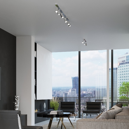 Lampa Sufitowa Oprawa Natynkowa SPOT TUBA Reflektor 4x GU10 Ruchoma Tubularna Chrom Nowoczesna Ring Sollux